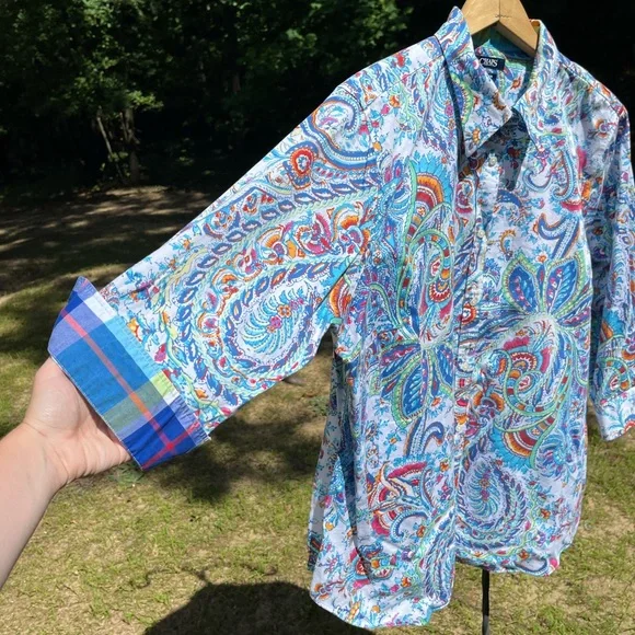 Chaps Paisley Button-Up Shirt Blouse Women’s Size 2X Plus Size Boho - Picture 11 of 16